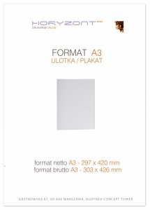 Szablon formatu A3 - netto / brutto. 297 x 420 mm. Plik pdf do pobrania.