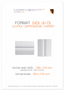 zaproszenie - karta 2xDL, składane do DL (99 x 420 mm), druk dwustronny, kreda 350 g, bez folii  250 sztuk