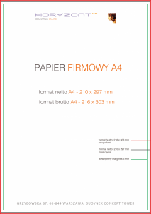 papier firmowy A4 / druk pełnokolorowy jednostronny 4+0, na papierze offset / preprint 90 g - 5 000 sztuk