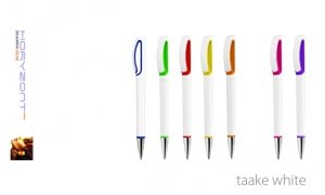 długopis TAAKE WHITE do nadruku, nadruk Pantone z palety do wyboru 1+0 - 400 sztuk