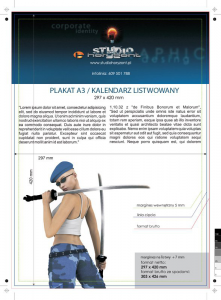 Kalendarze planszowe A3 - 250 g, druk jednostronny, pełnokolorowy 4+0, na papierze kredowym, listwy srebrne - 100 sztuk
