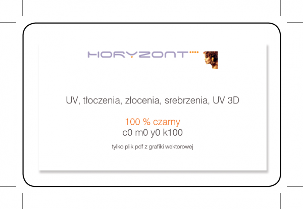 biznes karta 85 x 54 mm, otwór 4mm, druk pełnokolorowy obustronny 4+4, na papierze - karton 300g - folia błysk jednostronna - 500 sztuk