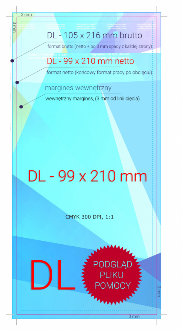 ulotka DL, druk pełnokolorowy obustronny 4+4, na papierze kredowym, 250 g, 150 sztuk