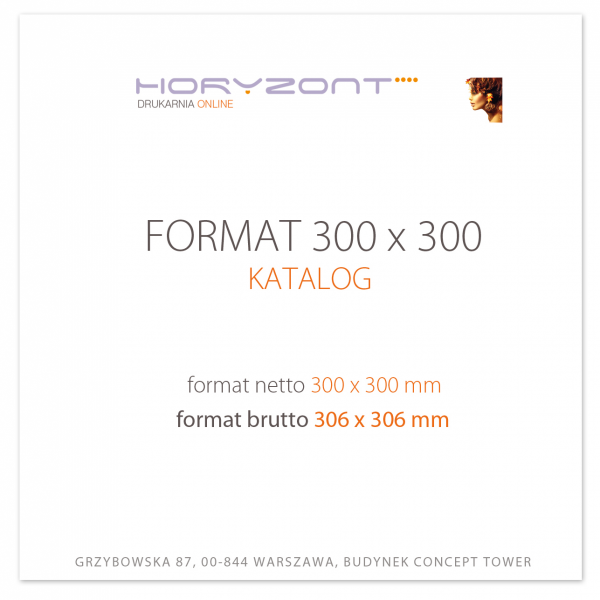 katalog klejony PUR 300x 300 mm, okładka - kreda 250 g + środki 130 g, 80+4 str . okładka foliowana 1+0, 200 sztuk