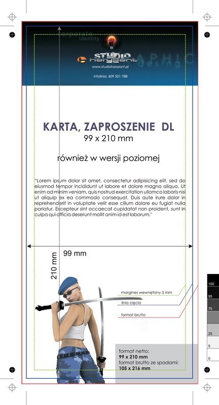zaproszenie - karta DL, druk dwustronny, kreda 350 g, bez folii 1000 sztuk