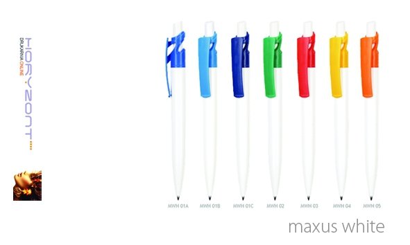 długopis MAXUS WHITE do nadruku, nadruk Pantone z palety do wyboru 1+0 - 300 sztuk