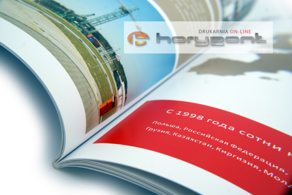 katalog A4, druk pełnokolorowy obustronny 4+4, na papierze kredowym, kreda 170 g, 48 str., 500 sztuk