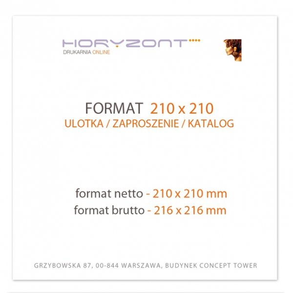 Szablon formatu 210 x 210 - netto / brutto. 210 x 210 mm. Plik pdf do pobrania.