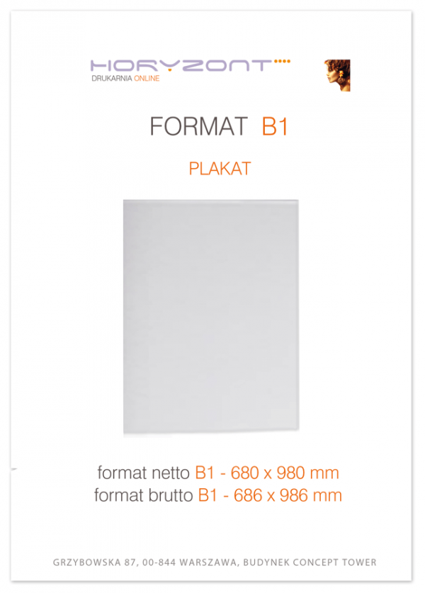 plakat B1 foliowany błysk, bez listew, druk pełnokolorowy jednostronny 4+0, na papierze kredowym 170 g, 90 sztuk
