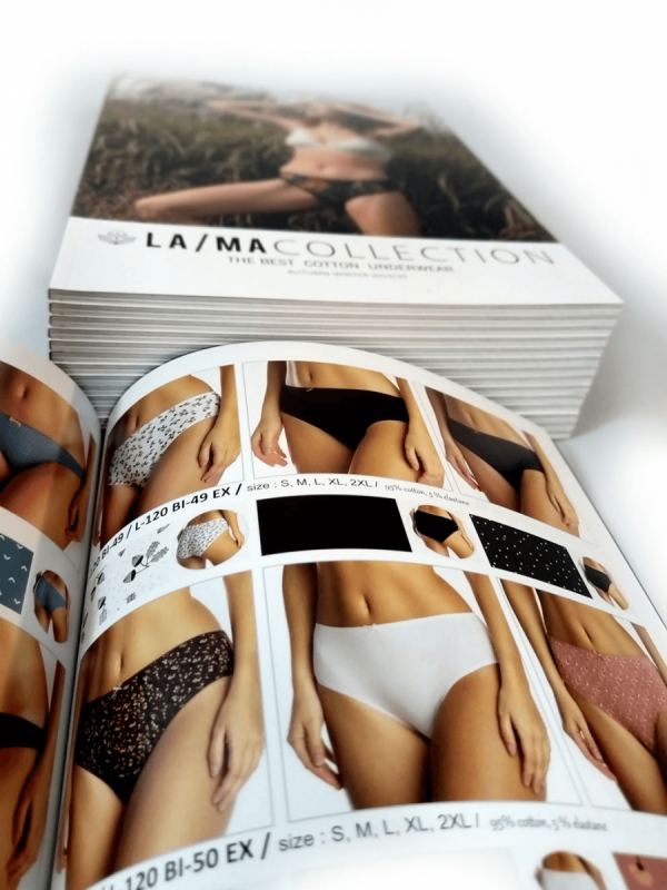 katalog A5, druk pełnokolorowy obustronny 4+4, na papierze kredowym, kreda 170 g, 52 str., 250 sztuk