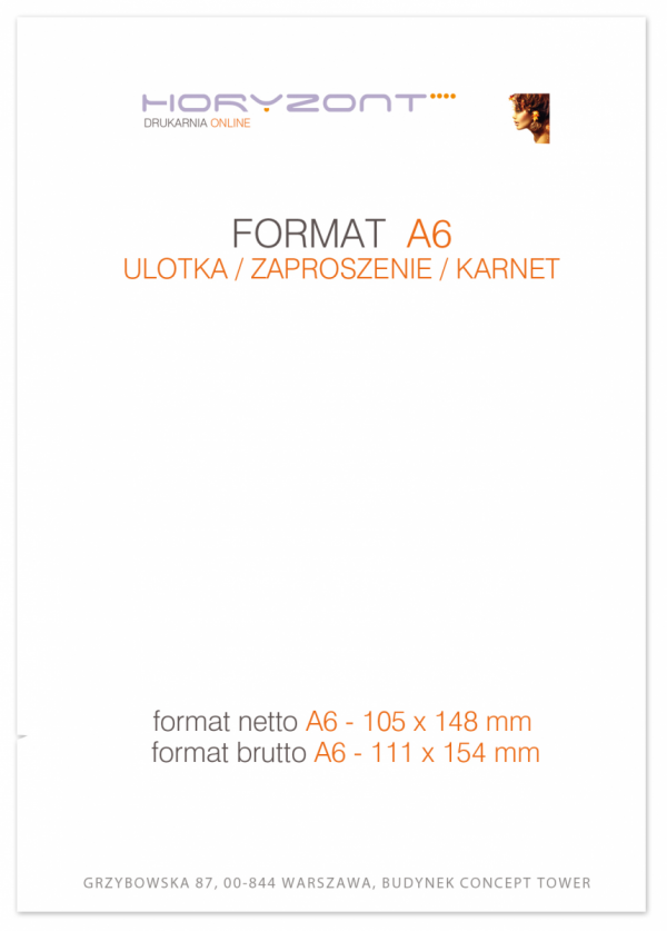 Katalog A6, 148 x 105 mm, całość druk pełnokolorowy z lakierem dyspersyjnym, Ilość stron: 40, Okładka - papier kredowy 250 g + folia jednostronna, środek - papier kredowy 130 g, Szycie zeszytowe - 20 sztuk