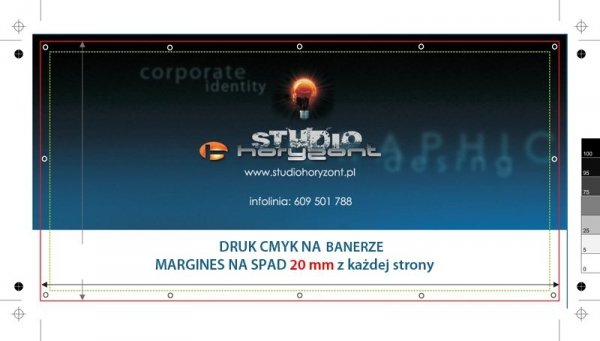 Baner laminowany ekono Frontlit 510g, oczka co 50 cm,  175 x 500 cm, 1 szt.