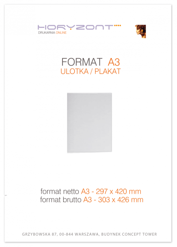 plakat A3, druk pełnokolorowy jednostronny 4+0, na papierze kredowym 130 g - 30 sztuk  
