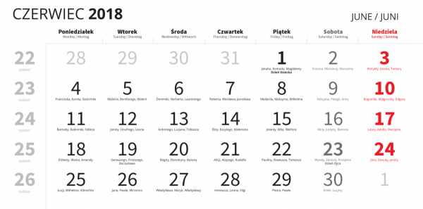Kalendarz trójdzielny EKOLINE (płaski) bez koperty, druk jednostronny kolorowy (4+0), podkład - karton 300 g, 3 białe bloki, okienko - 900 sztuk