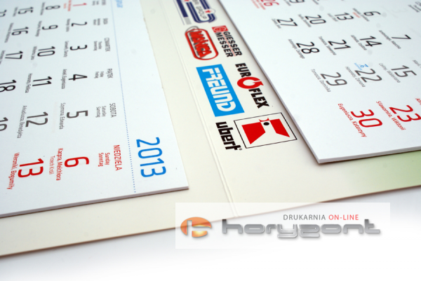 Kalendarz trójdzielny VIP LINE klejony - główka - karton Alaska 250 g, foliowana błysk, całość 310 x 830 mm, druk pełnokolorowy, 3 oddzielne kalendaria 290 x 145 mm, okienko - 250 sztuk