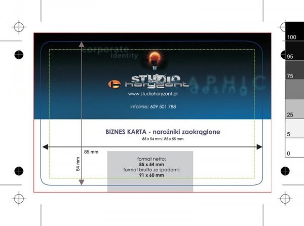 zawieszka . metka 85 x 55 mm lub 90 x 50 mm, z otworem 3 mm, druk obustronny, kreda 350 g - folia błysk dwustronna - 500 sztuk