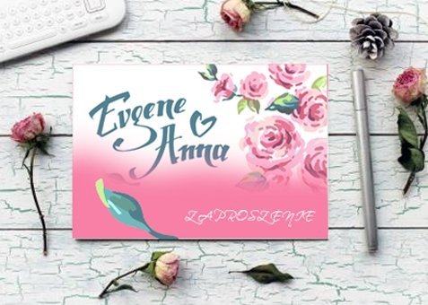 zaproszenie A5  - 148 x 210 mm, druk dwustronny, kreda 350 g, foliowane dwustronnie - 50 sztuk