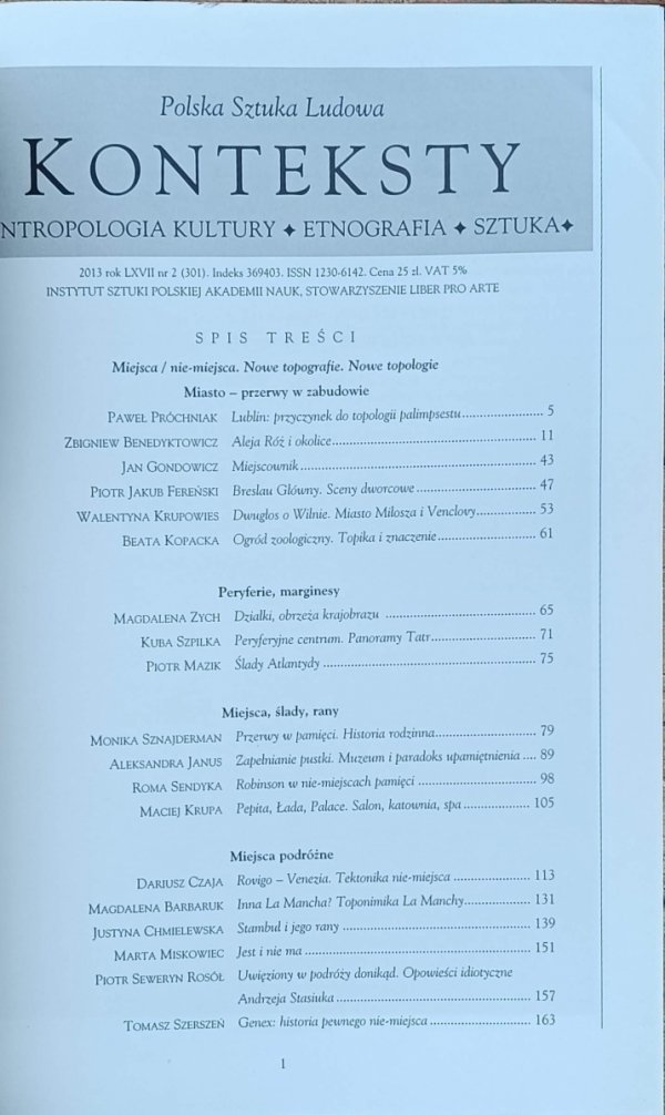 Konteksty 2/2013 (301) - Miejsca / nie-miejsca | Nowe topografie | Nowe topologie