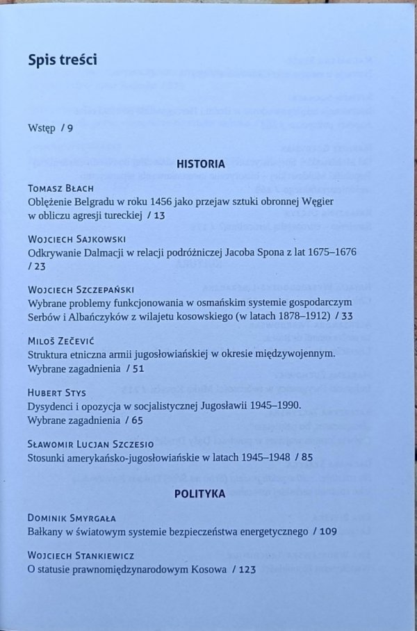 Poznać Bałkany  Historia - polityka - kultura - spis treści