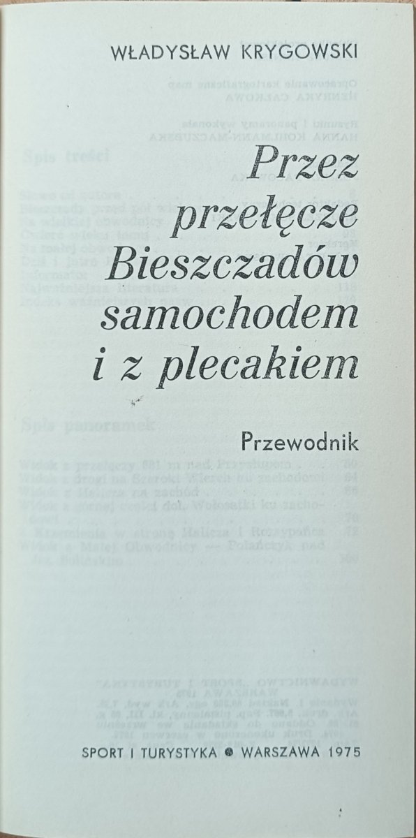 Władysław Krygowski • Przez przełęcze Bieszczadów samochodem i z plecakiem