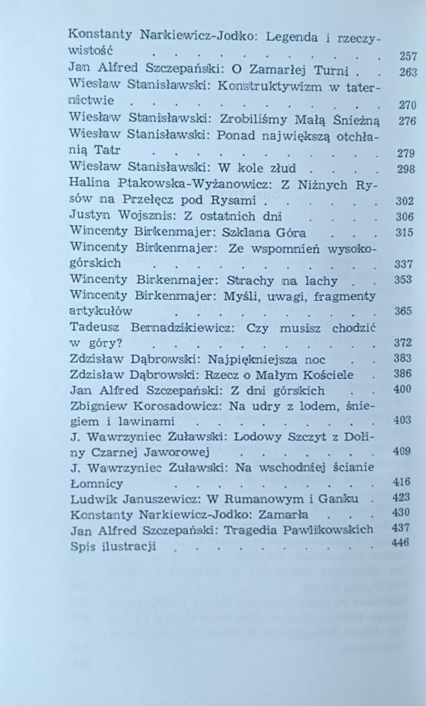 Czarny szczyt Proza taternicka lat 1904-1939 [Ferdynand Goetel, Wawrzyniec Żuławski i inni] - spis treści