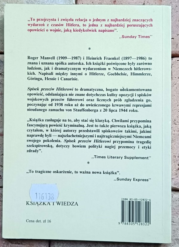 Roger Manvell, Heinrich Fraenkel - Spisek przeciw Hitlerowi