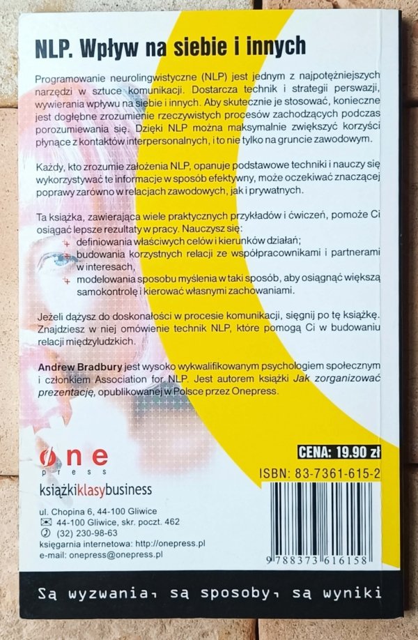 Andrew Bradbury NLP. Wpływ na siebie i innych - okładka