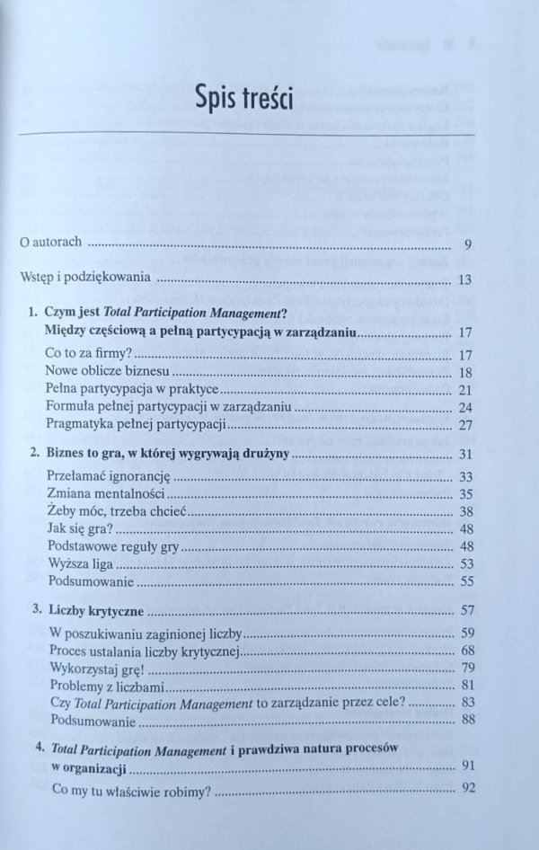 Ryszard Stocki Pełna partycypacja w zarządzaniu - spis treści