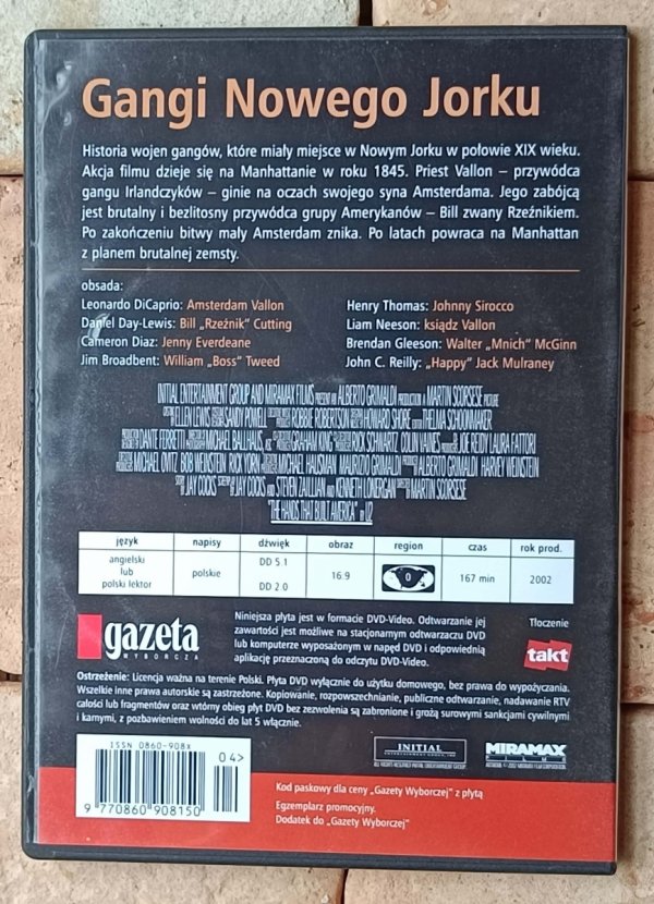 Martin Scorsese Gangi Nowego Jorku • DVD  - okładka
