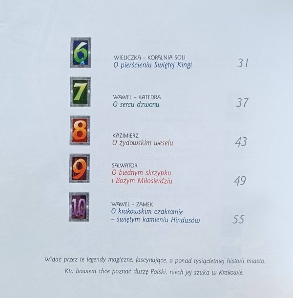 Legendy krakowskie - spis treści