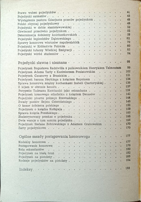 Bartłomiej Szyndler • Pojedynki spis treści