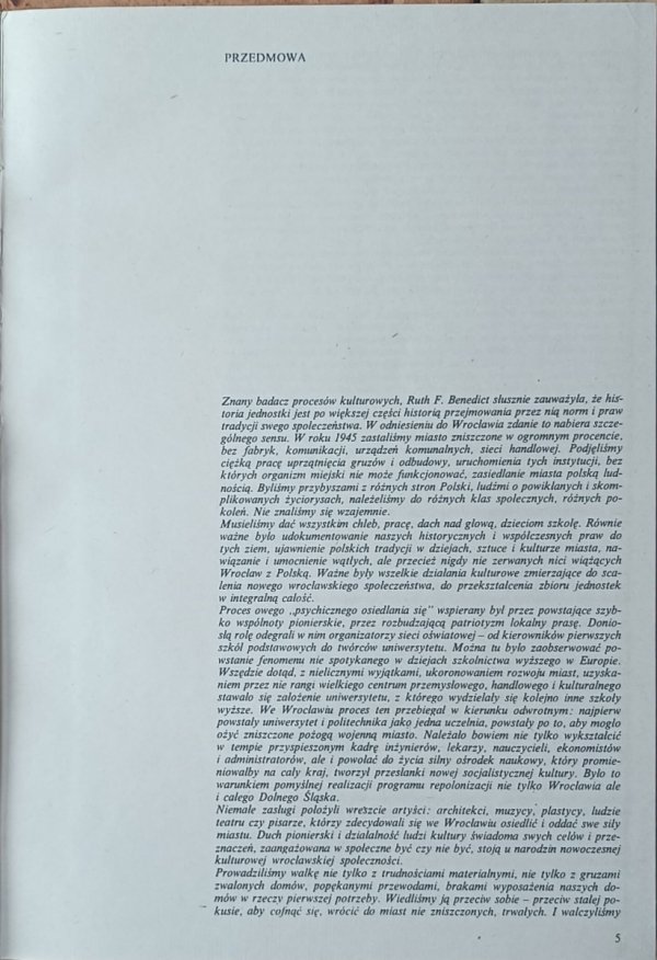 Zygmunt Świechowski  Wrocław - jego dzieje i kultura - przedmowa
