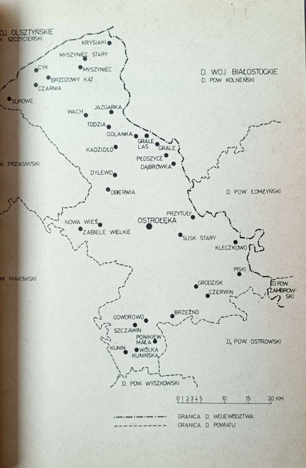 Mapka z książki "Katalog zabytków sztuki w Polsce. Ostrołęka i okolice". 