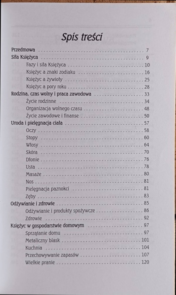Julia Corte Żyj zgodnie z mocą Księżyca - spis treści
