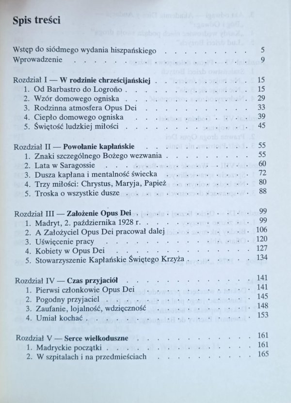 Salvador Bernal • Josemaria Escriva de Balaguer [Opus Dei] - spis tresci