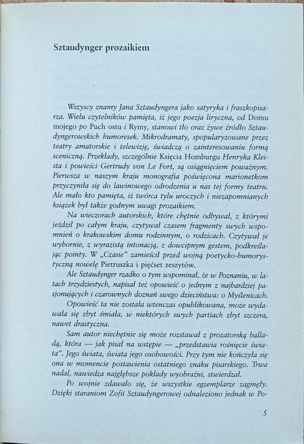 Jan Sztaudynger - Szczęście z datą wczorajszą