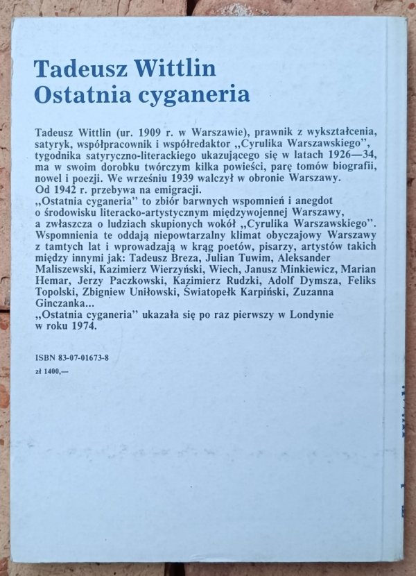 Tadeusz Wittlin • Ostatnia cyganeria