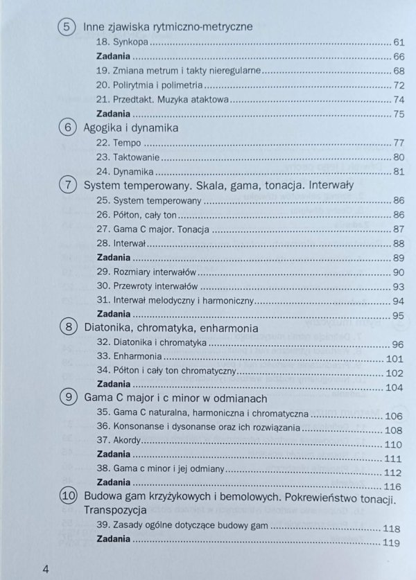 Franciszek Wesołowski Zasady muzyki - spis treści
