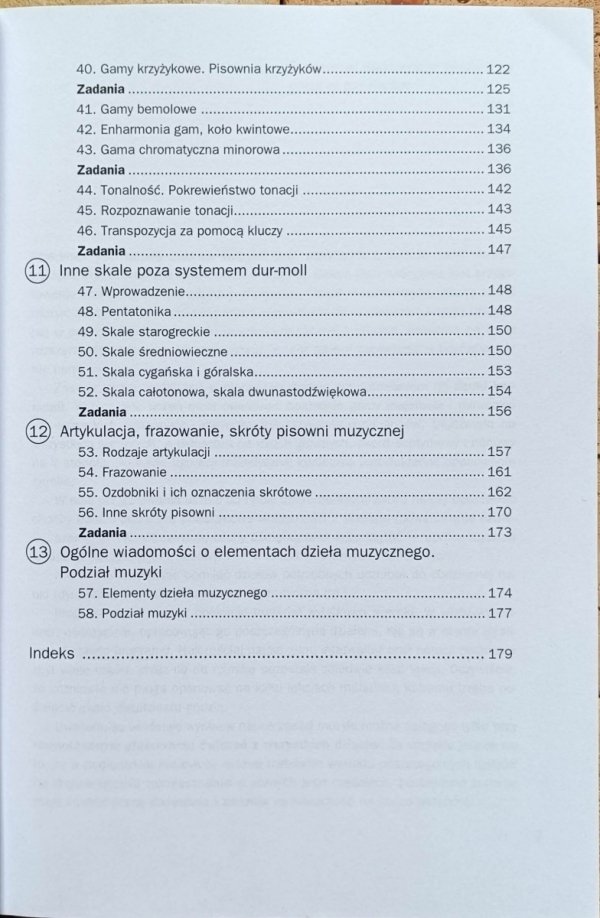Franciszek Wesołowski Zasady muzyki - spis treści