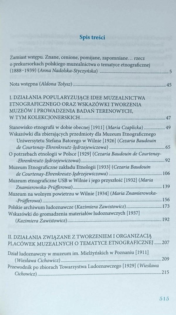 Żywe ogniwa. Wybór tekstów polskich etnografek 1888-1939 - spis treści