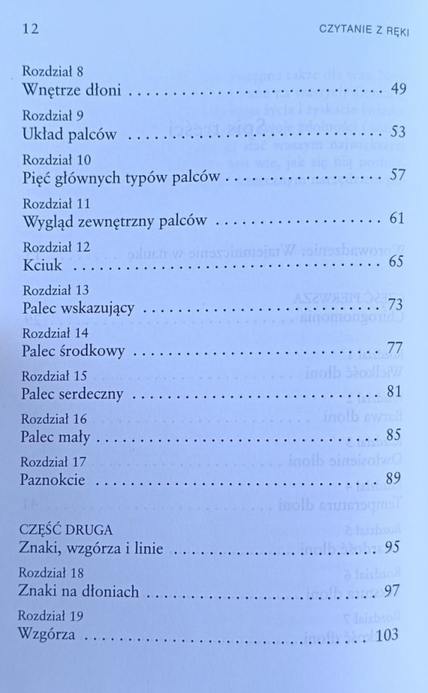 Lorraine Brais Czytanie z dłoni - spis treści