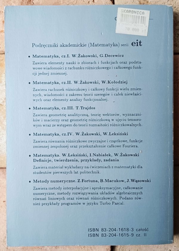 Wojciech Żakowski • Matematyka. Część II - okładka