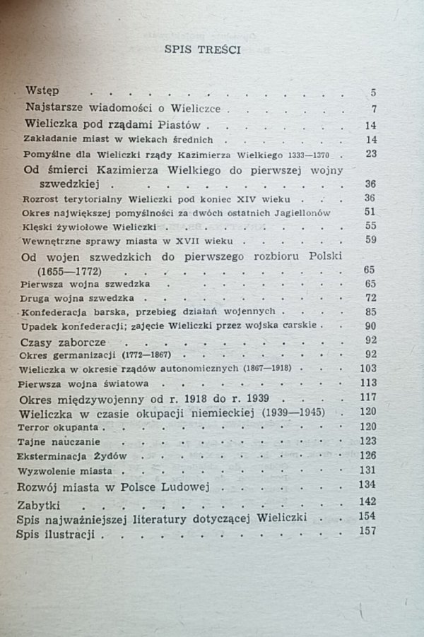 Kazimierz Pająk - Wieliczka. Stare miasto górnicze - spis treści