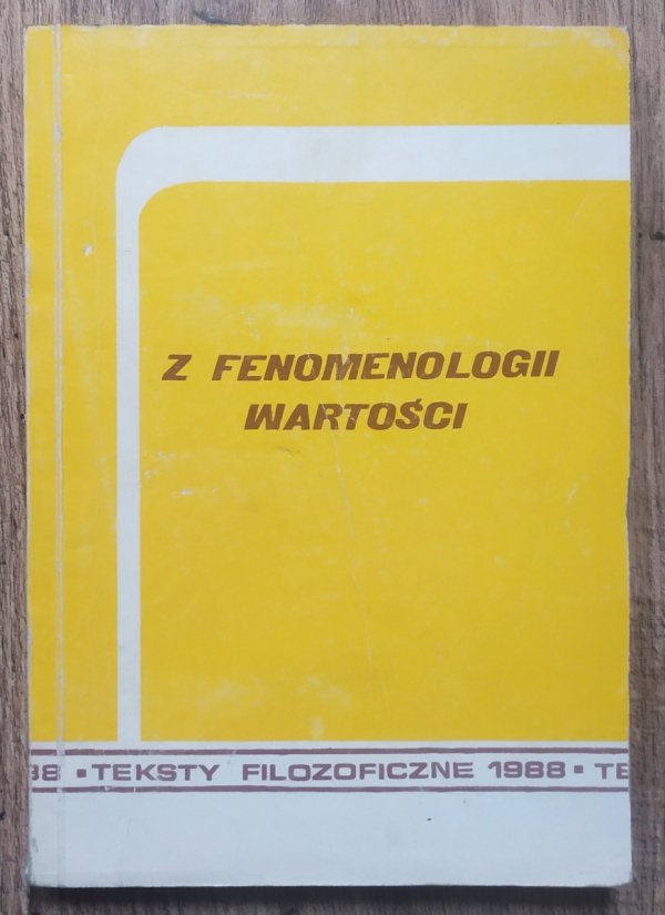 Z fenomenologii wartości - okładka