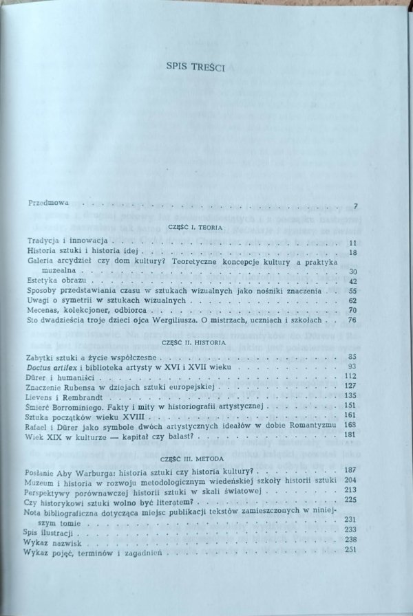 Jan Białostocki Refleksje i syntezy ze świata sztuki - spis treści