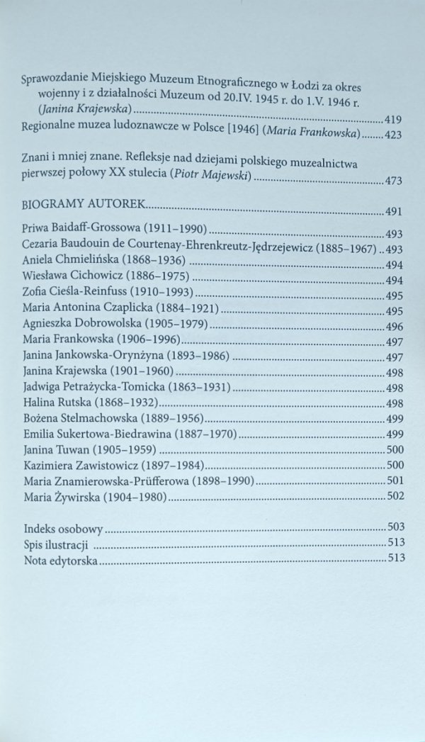 Żywe ogniwa. Wybór tekstów polskich etnografek 1888-1939 - spis treści