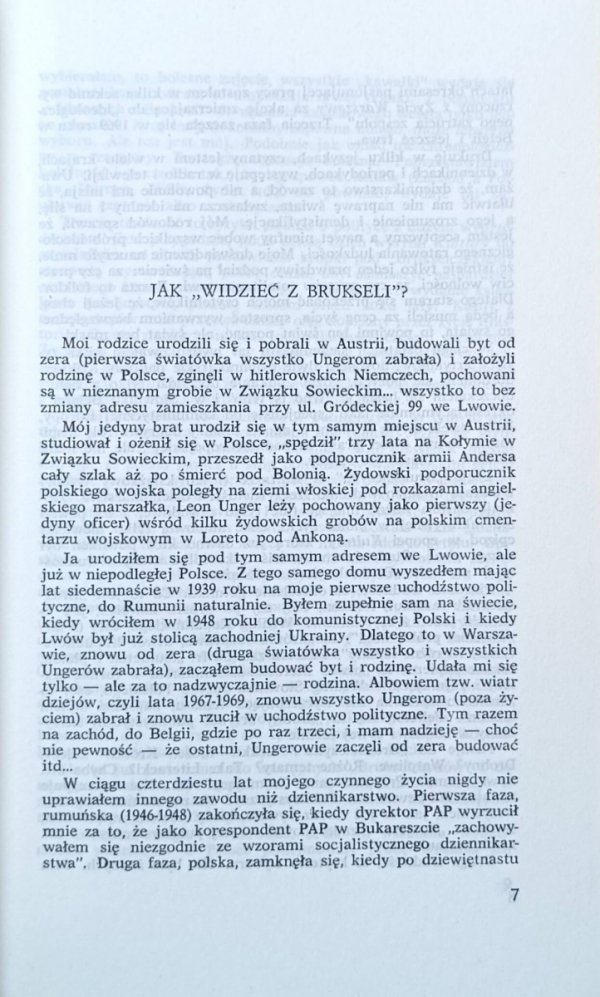 Leopold Unger • Orzeł i reszta (widziane z Brukseli)
