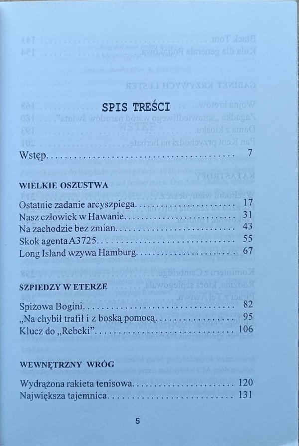 Ernest Volkman Największe operacje szpiegowskie XX wieku - spis treści