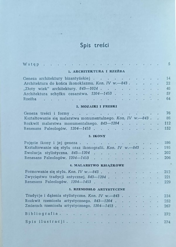 Janina Kłosińska - Sztuka bizantyńska - spis treści