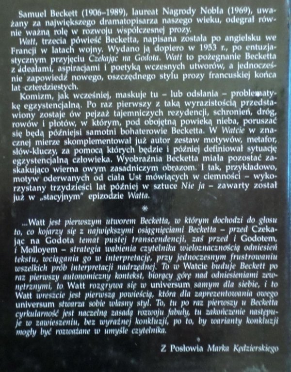 Samuel Beckett Watt - okładka
